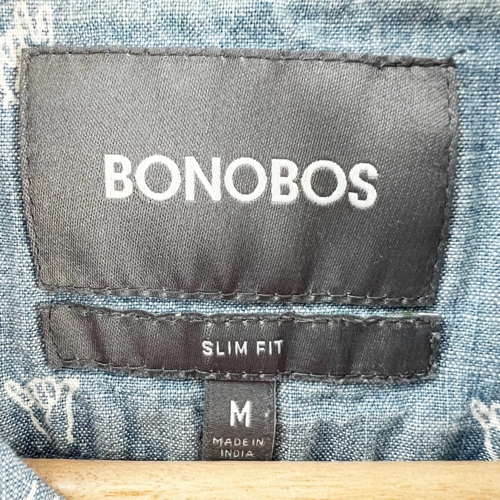 Bonobos Slim Fit Sign Language Short Sleeve Button Up Top in Blue - Picture 5 of 7